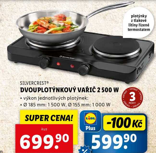 DVOUPLOTÝNKOVÝ VAŘIČ 2 500 W 