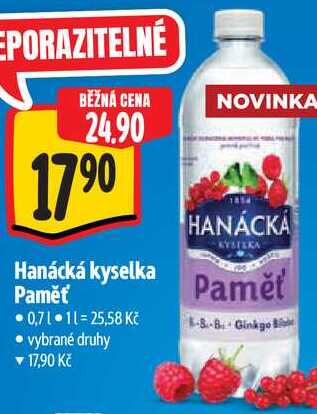Hanácká kyselka Paměť, 0,7 l