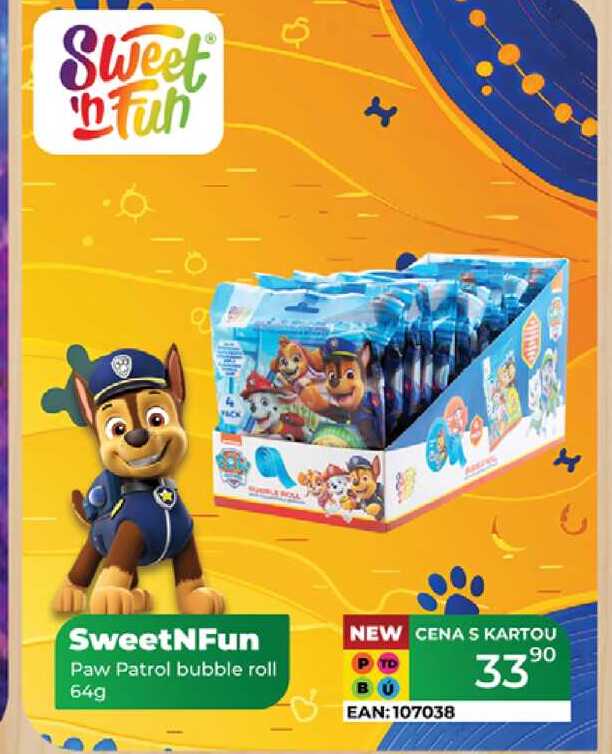 SweetNFun Paw Patrol bubble roll 64g  