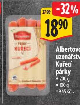 Albertovo uzenářství Kuřecí párky, 200 g 