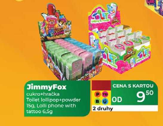 JimmyFox cukro+hračka Toilet lollipop+powder 15g, Lolli phone with tattoo 6,5g  