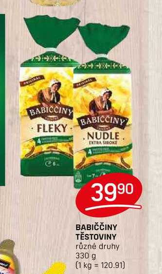 BABIČČINY TĚSTOVINY různé druhy 330 g 