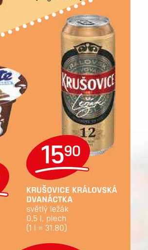 KRUŠOVICE KRÁLOVSKÁ DVANÁCTKA světlý ležák 0,5l, plech v akci