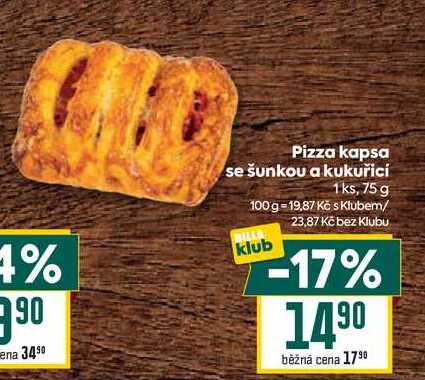 Pizza kapsa se šunkou a kukuřicí 1ks