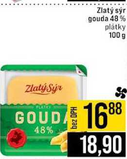 Zlatý sýr gouda 48% plátky 100 g 
