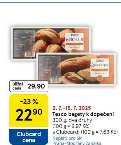 Tesco bagety k dopečení, 300 g 