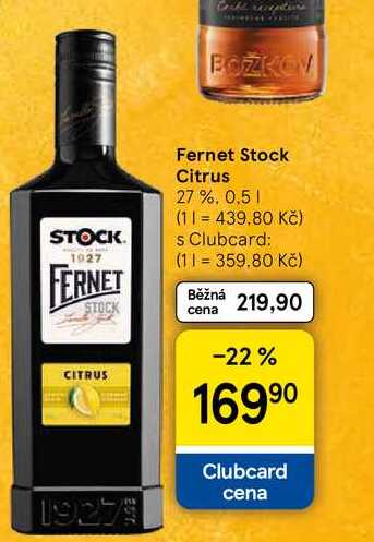 Fernet Stock Citrus 27%, 0.5 l v akci