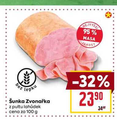 Šunka Zvonařka z pultu lahůdek cena za 100g