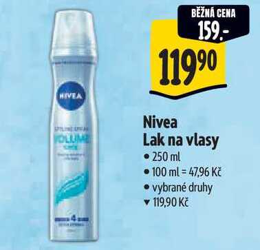 Nivea Lak na vlasy • 250 ml • 100 ml = 47,96 Kč • vybrané druhy ▼ 119,90 Kč 