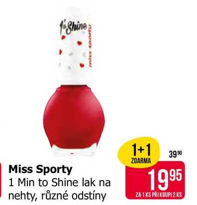 Miss Sporty 1 Min to Shine lak na nehty, různé odstíny  