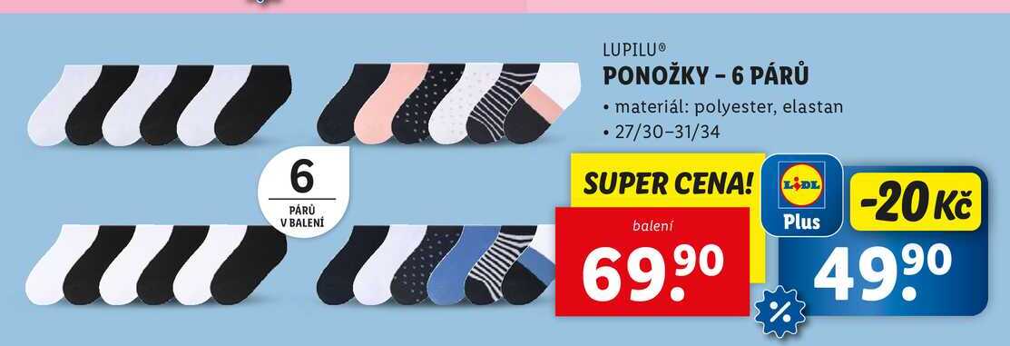 PONOŽKY - 6 PÁRŮ 