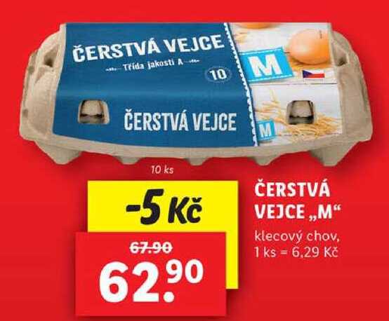 ČERSTVÁ VEJCE ,,M" klecový chov, 10 ks