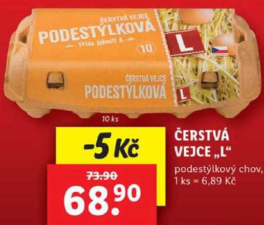 ČERSTVÁ VEJCE ,,L“ podestýlkový chov, 10 ks