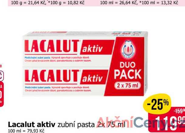 Lacalut aktiv zubní pasta 2x 75ml