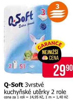 Q-Soft 3vrstvé kuchyňské utěrky 2 role 