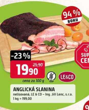 LE&CO slanina nelisovaná, 100g