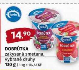 DOBRŮTKA zakysaná smetana, vybrané druhy 130 