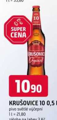 Krušovice 10° pivo výčepní světlé 0,5l