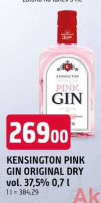 KENSINGTON PINK GIN ORIGINAL DRY vol. 37,5% 0,7l