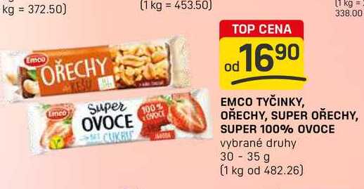EMCO TYČINKY, OŘECHY, SUPER OŘECHY, SUPER 100% OVOCE 30-35 g