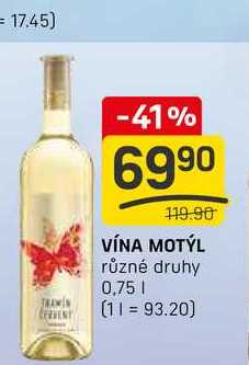 VÍNA MOTÝL různé druhy 0,75l