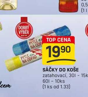 SÁČKY DO KOŠE - zatahovací, 30l - 15ks