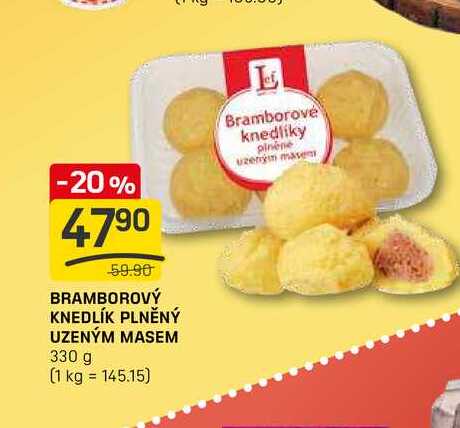 BRAMBOROVÝ KNEDLÍK PLNĚNÝ UZENÝM MASEM 330 g