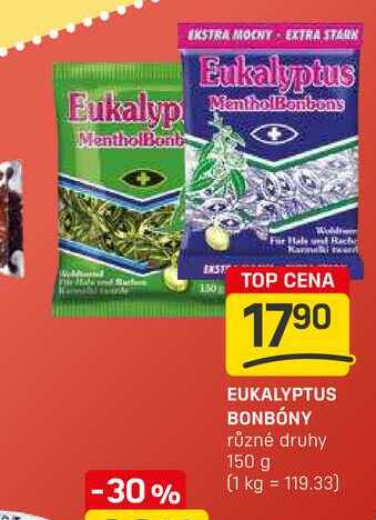 EUKALYPTUS BONBÓNY různé druhy 150 g 