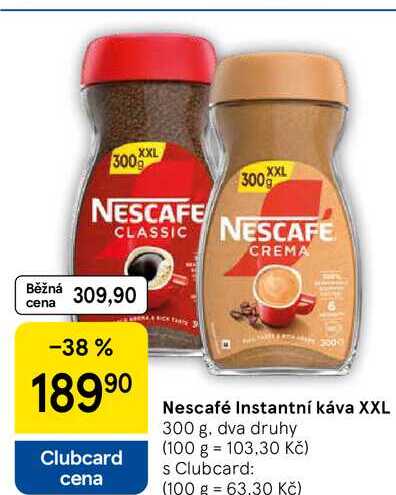 Nescafé Instantní káva XXL, 300 g, dva druhy 