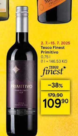 Tesco Finest Primitivo, 0,75 l