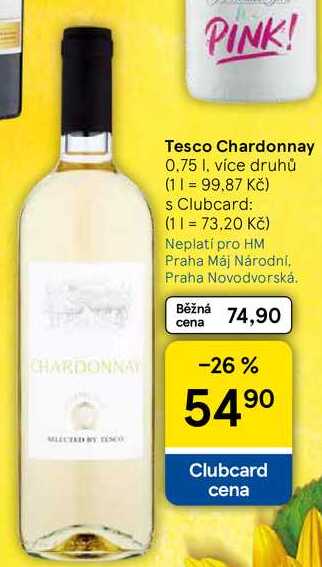 Tesco Chardonnay, 0.75 l, více druhů 