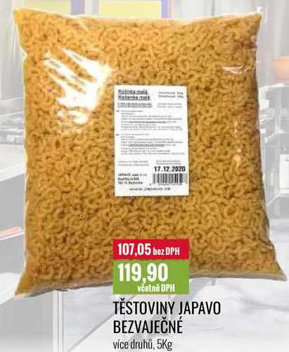 TĚSTOVINY JAPAVO BEZVAJEČNÉ 5Kg 