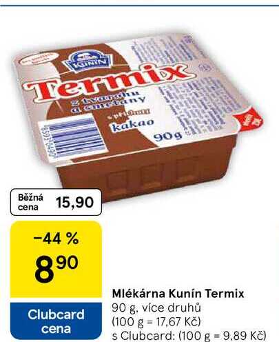 Mlékárna Kunín Termix, 90 g, více druhů 