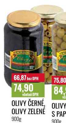 OLIVY ČERNÉ, OLIVY ZELENÉ 900g