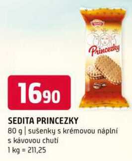 Sedita Princezky 80 g sušenky s krémovou náplní s kávovou chutí 