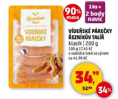 VÍDEŇSKÉ PÁREČKY ŘEZNÍKŮV TALÍŘ klasik, 200 g 