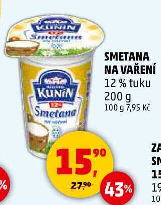 SMETANA NA VAŘENÍ 12% tuku, 200 g