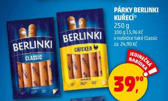 PÁRKY BERLINKI KUŘECÍ, 250 g 