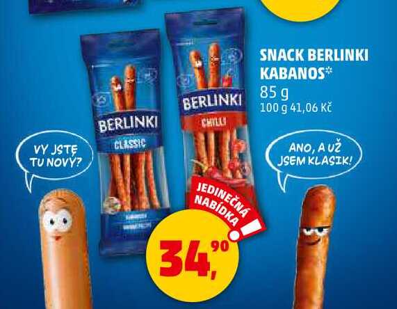 SNACK BERLINKI KABANOS, 85 g 