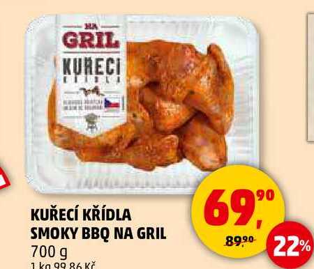 KUŘECÍ KŘÍDLA SMOKY BBQ NA GRIL, 700 g  