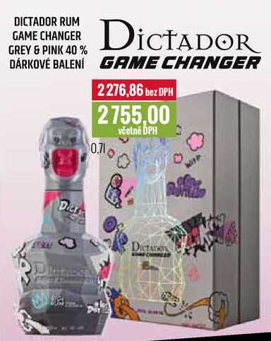 DICTADOR RUM GAME CHANGER GREY & PINK 40% DÁRKOVÉ BALENÍ 0,7l
