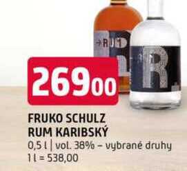 Fruko schulz rum karibský 0,5l vol. 38% vybrané druhy 