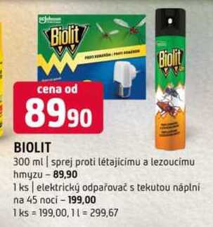 Biolit 300 ml sprej proti létajícímu a lezoucimu hmyzu 1 ks elektrický odpařovač s tekutou náplní na 45 nocí 