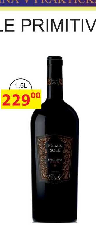 PRIMASOLE PRIMITIVO, ITÁLIE víno červené - polosuché 1,5L 