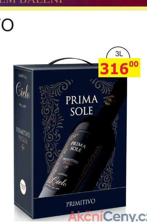 PRIMASOLE PRIMITIVO, ITÁLIE víno červené - polosuché 3l
