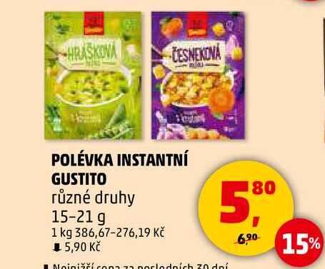 POLÉVKA INSTANTNÍ GUSTITO různé druhy, 15-21 g 