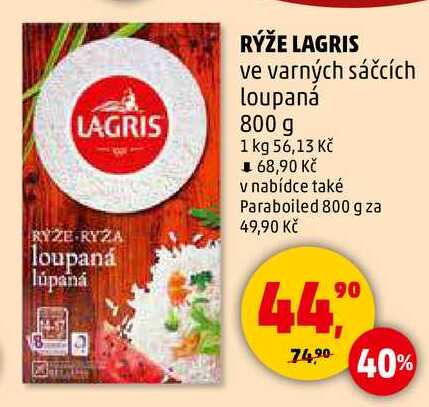RÝŽE LAGRIS ve varných sáčcích loupaná, 800 g 