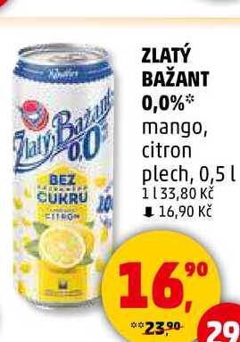 ZLATÝ BAŽANT 0,0% mango, plech, 0,5 l