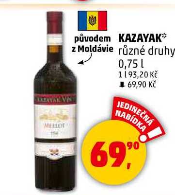 KAZAYAK z Moldávie různé druhy, 0,75 l