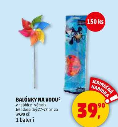BALÓNKY NA VODU v nabídce i větrník teleskopický 27-72 cm, 1 balení